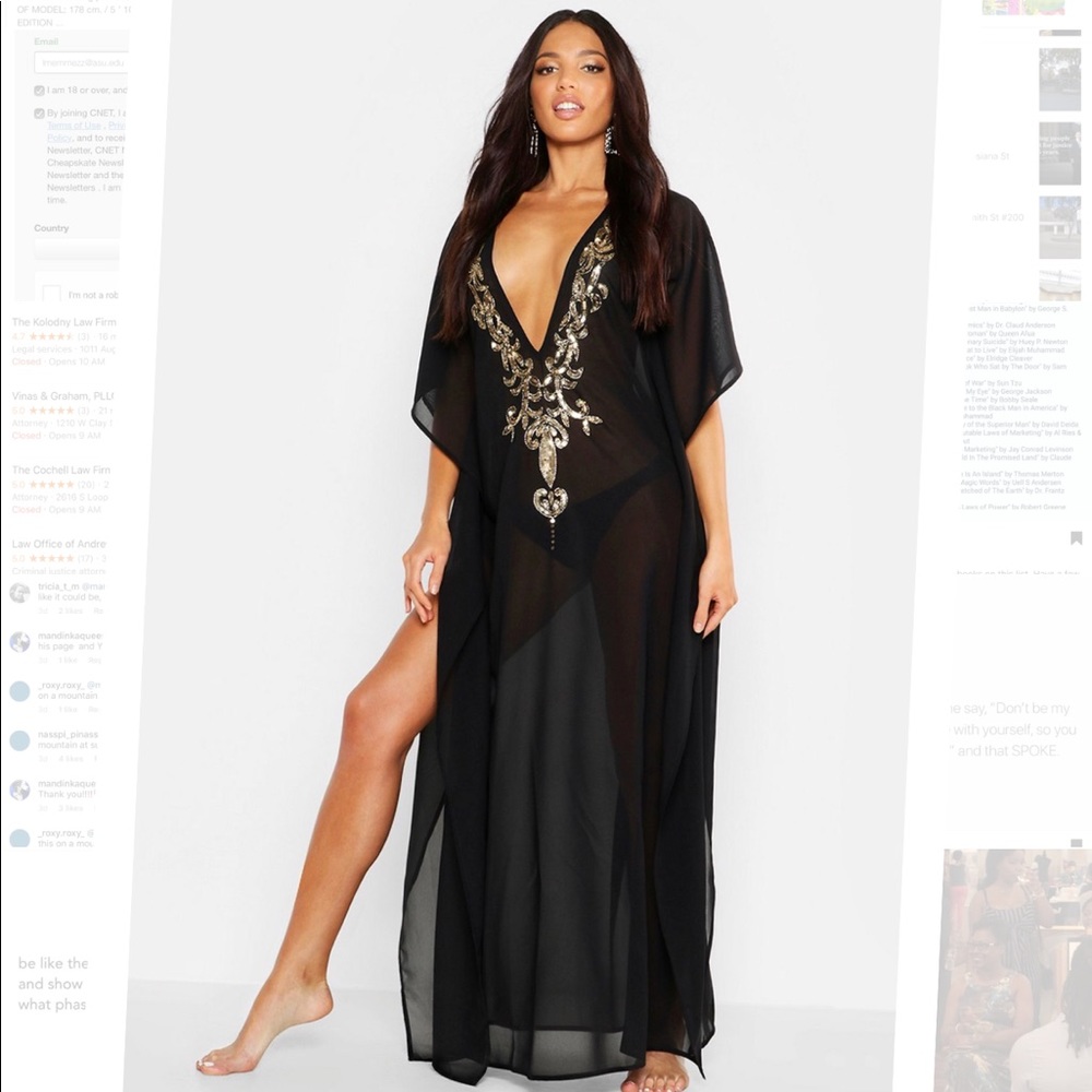 ISO Boohoo Embellished Maxi Beach Kaftan